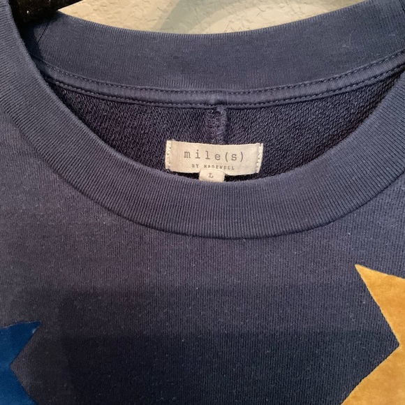 Miles by Madewell Womens Large Blue Crewneck Star Print Sweatshirt - Picture 2 of 3